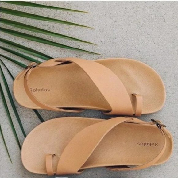 Soludos Womens Maya‎ Sandals Natural Leather Brown Size 10 - Picture 2 of 12